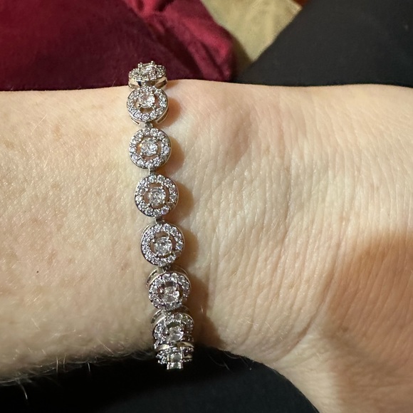 Silver Plated Iced Out Shiny Zircon Tennis Bracelet Super Bracelet - Picture 3 of 4